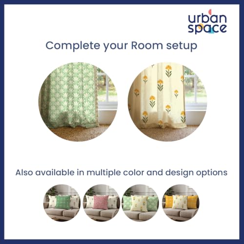 Image of Urban Space Decorative Cotton Cushion Cover Set of 3, 16 Inch X 16 Inch Cushion Covers for Sofa, Bedroom, Living Room (Amaya sage Green and Aster Yellow, Cushion Cover 40Cm X 40Cm, Set of 3)