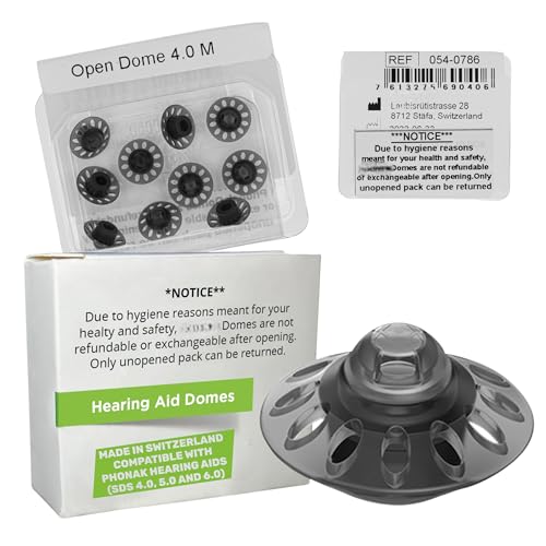 Open 4.0 Dome Medium (0.35 inch=9mm) 10 Domes, Hearing Aid Domes Compatible with Phonak Audeo Marvel Paradise Lumity Accessories -1 Pack/10 Domes Total