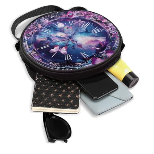 Image of Women Novelty Round Clock Shape Zippered Clock Purses for Women Tote Handbag Shoulder Bag, Gift for Mom Girlfriend