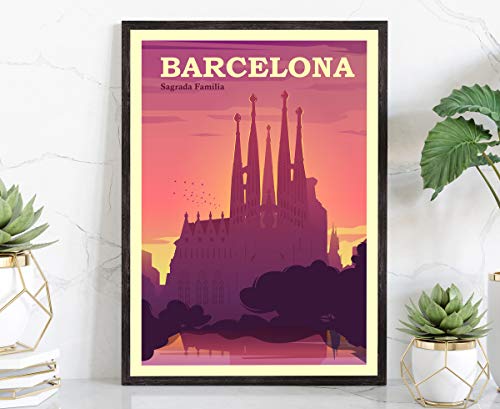 Barcelona/Spain, Retro Style Travel Poster, Vintage Rustic Poster Print, Home Office Wall Decoration, Barcelona/Spain Country Map Poster - 12*18 Inches Barcelona/Spain, Retro Style Travel Poster, Vintage Rustic Poster Print, Home Office Wall Decoration, Barcelona/Spain Country Map Poster - 12*18 Inches