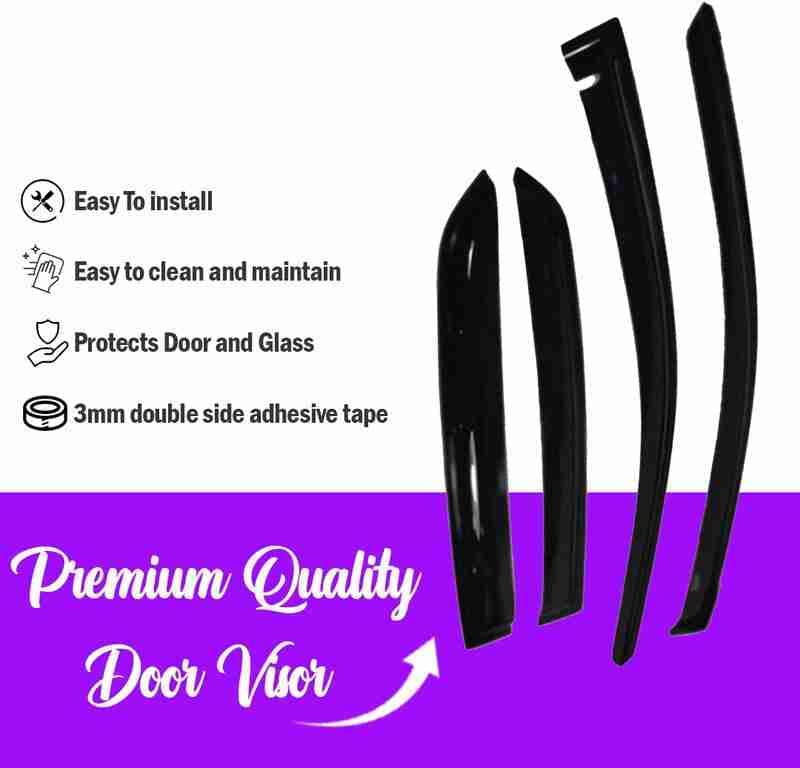 Image of CARSHADE Door Visor Wind Rain Deflector Black Color Compatible for Beat Set of 4 (Sunny)