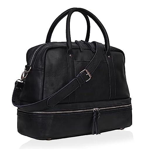 Luxury Leather Weekender Travel Duffle Bag