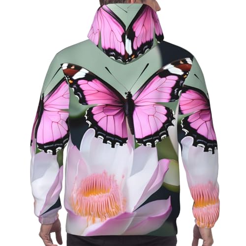 Pull à capuche homme papillon rose idéal pour superposition - 4