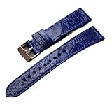 [小さな店] GUYTRM ブルー オーストリッチフットレザーウォッチバンド 18 19 20 21 22MM ヴィンテージ ソフトレザーストラップ、メンズブレスレット lingli(Rose gold clasp,18mm)