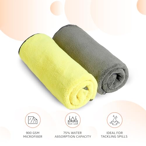 AmazonBasics Microfiber Cleaning Cloth | 800 GSM | Ultra Soft | Super Absorbent | Reusable | Pack of 2 (Multicolor) - 40cm X 40cm (Image - 3)