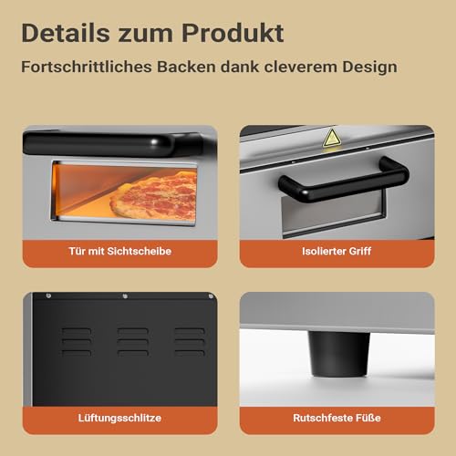 Foto von 2-Etagen Pizza-Backofen 3000W mit Cordierit Stein für Pizza wie aus dem Steinofen Pizzaofen Backofen