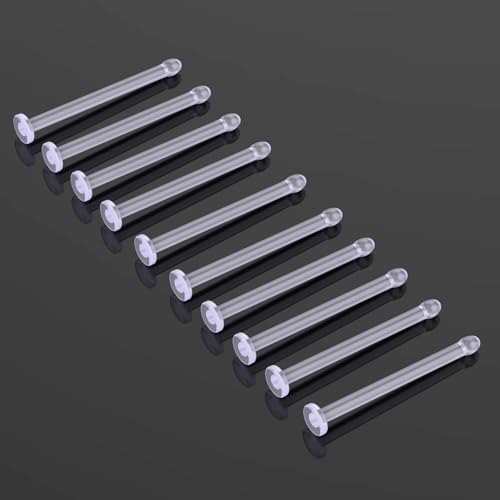 Clear Nose Rings Studs for Women, Men 10pcs - Plastic Retainer Flat Clear Nose Studs for Work, Surgery, Sports, School - Bioflex Nostril Piercing Jewelry3