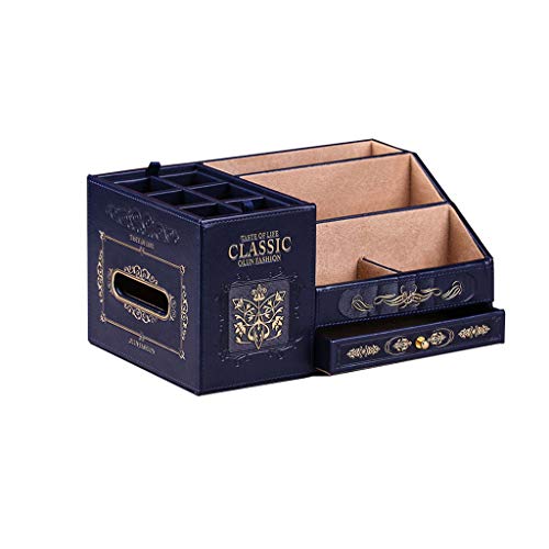 Preisvergleich Produktbild XFPINK Makeup Organizer Cosmetic Organizers Fernbedienungshalter Bürobedarf Gewebe Aufbewahrungsbox Leder - 6 Fächer und 2 Schubladen