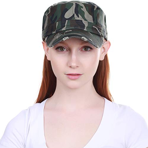 Image of Vintage Distressed Cadet Army Cap Basic Everyday Military Style Hat