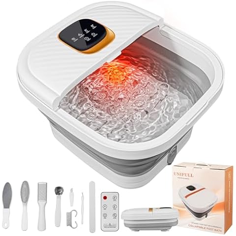 UNIFULL Collapsible Foot Spa Bath with Heat, Touch Screen, Massage Rollers, Bubble, Foot Pedicure Kit, Temperature Control, Foot Spa, Foot Bath Gifts Cover