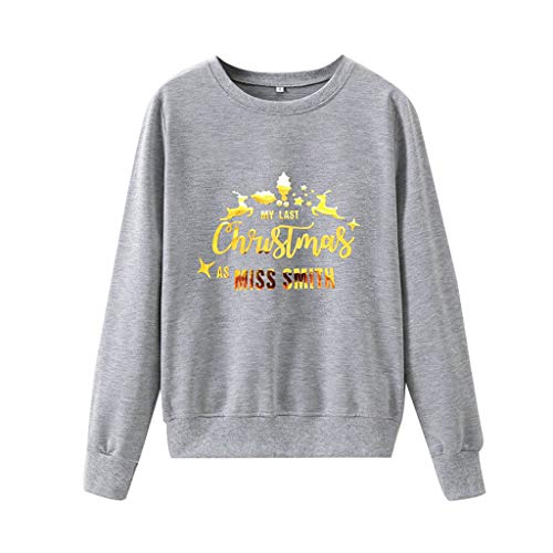 Women Ugly Christmas Sweatshirt Casual Solid Letter Print Long Sleeve Knit Sweatshirt Sweater Xmas Pullover Sweatshirt