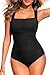 Daci Black One Piece Swimsuit Tummy Control - Women Bathing Suit with Retro Square Neck Full Coverage Swimwear 2026 XL