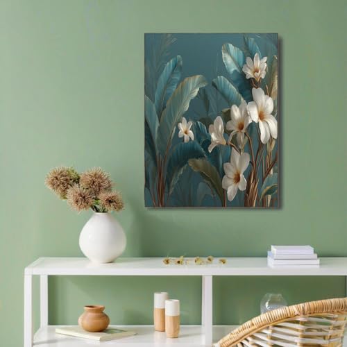 Impresiones digitales de flores en lienzo tropical para decorar salones