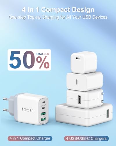 [Pack de 2] Cargador USB-C 40W con Cable 2M para iPhone y Samsung