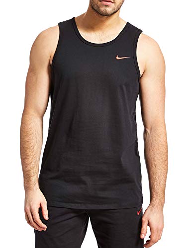 Nike Mens Vest Swoosh Sleeveless Tank Top Cotton Black Navy S M L XL New 823645 010 451 (M, Black)