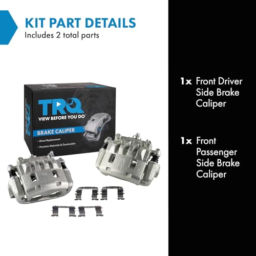 Image of TRQ Front Driver and Passenger Side Brake Caliper Set 2 Piece Caliper Brackets Hardware for 2003-2006 Subaru Baja 2003-2010 Forester 2003-2005 Impreza WRX 2010-2012 Outback 2.5i