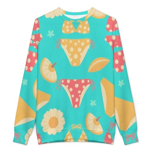 MoBlinko Summer Bikini Flowers Mens Sweater Crewneck Sweater Lightweight Sweaters for Men Long Sleeve Pullover2
