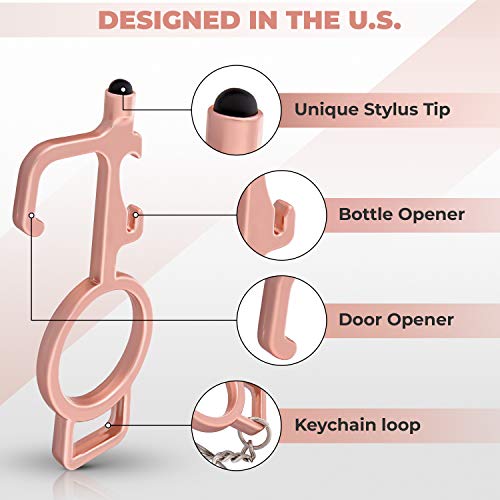 No Touch Door Opener Tool with Stylus | Keysmart Touchless Screen Door Opener | Premium Germ Key | Clean Key | Easy Press Hand Tool | Brass Rose Gold | Black - [1pc] Home Improvement - Thumbnail 7