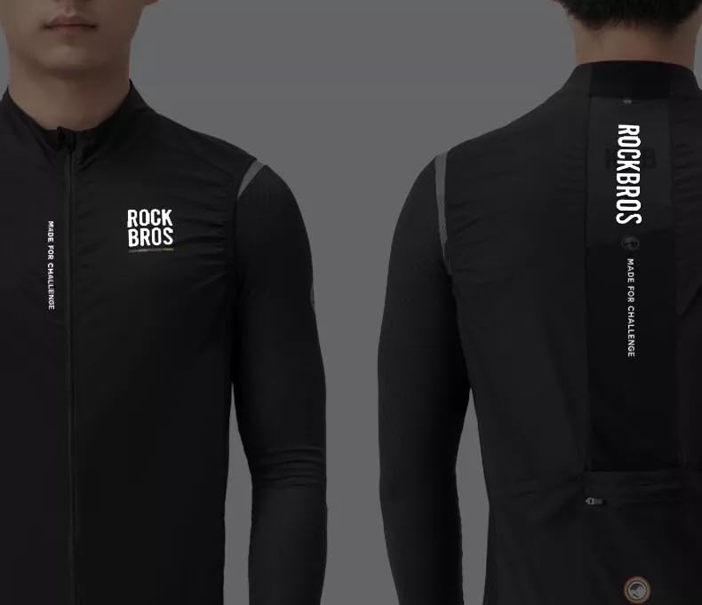 ROCKBROS Road to Sky Fahrradweste für Herren Ärmellos, Fahrradjacke | Winddicht Atmungsaktiv, Für Laufen Wandern Camping Radfahren Outdoor