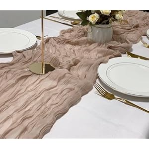 2 pack light brown easter cheesecloth table runner 35×120 inches cheese cloth boho gauze rustic sheer nude table runner for wedding bridal baby shower decoration party table centerpiece decor  urban country home decor