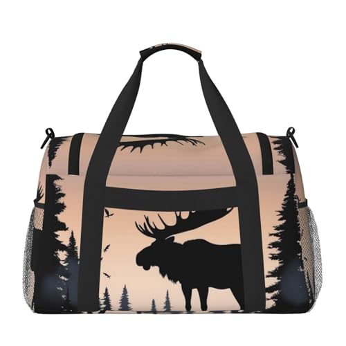 Moose Mountain Pine Tree Wilderness Travel Duffel Bag Lightweight Waterproof Carry On Tote Bag Foldable Weekender Overnight Bags Sport Gym Bag For Women Men2