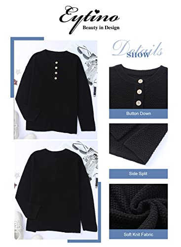 Image of Eytino Womens Plus Size Sweaters Casual Long Sleeve Loose V Neck Button Henley Tops Pullover Knit Jumpers,(1X-5X)