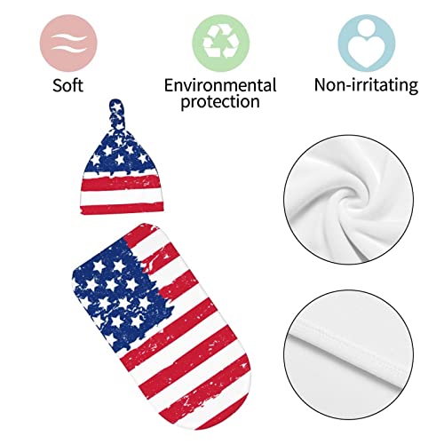 American Flag Baby Stuff New Born Swaddle Baby Blanket Sleep Sack Soft Stretchy Transition Baby Swaddle Wrap Receiving Blankets With Beanie Hat Sets Gifts For 0-6 Month Boy Girl And Infant #TOP4