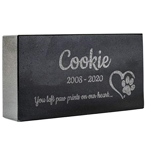 PlaqueMaker You Left Paw Prints On Our Heart Personalized Granite Memorial Remembrance or Sympathy Gift