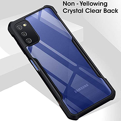 Image of TheGiftKart Shockproof Crystal Clear Back Cover Case for Samsung Galaxy A03s | 360 Degree Protection | Protective Design | Transparent Back Case Cover (PC & TPU, Black Bumper)