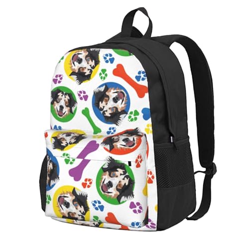 Sac à dos ordinateur motif berger australien avec 15 compartiments