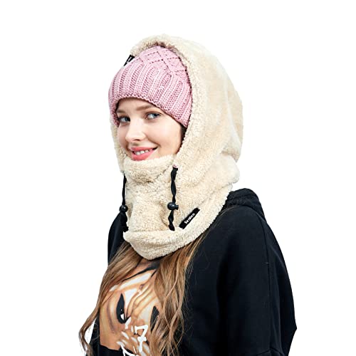 Senllen Ski Mask Cold Weather Fleece Balaclava Wind-Resistant Winter Face Mask For Men And Women Beige #TOP3
