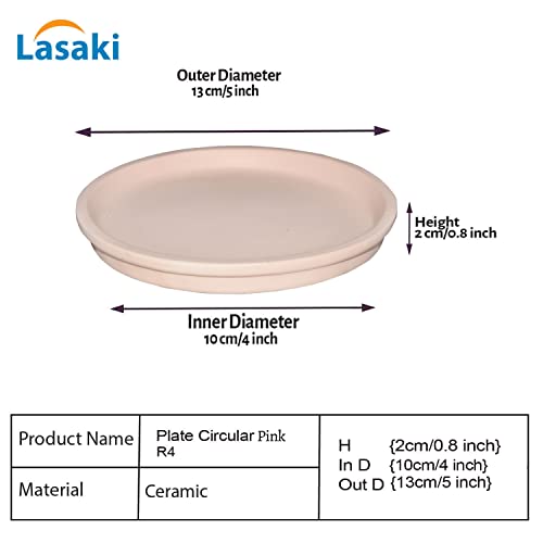 Image of Lasaki Round Ceramic Trays (Plates Saucers) for Pots, planters, Flower, Succulent(Set of 2,Pink,4 inch) R4(Plants not Included)