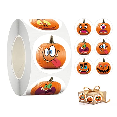 Halloween pompoen rol stickers - Halloween pompoen rol stickers - Ronde label zelfklevende stickers Halloween-personagestickers voor feestartikelen Aelevate