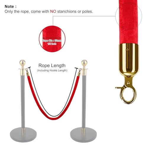 Cordoncini di sicurezza in velluto rosso di alta qualità con estremità a scatto, 100 cm, per eventi, cinema, aperture, hotel, feste, controllo delle code e gestione della folla.