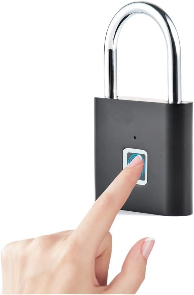 Anytek L34 Smart Fingerprint Padlock Mini Security USB Rechargeable Keyless Lock for Door Locker Bag Suitcase(Black O11)