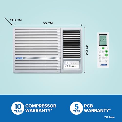 Image of Blue Star 1.5 Ton 5 Star, New Star Rated, Inverter Window AC (Copper, 2 Way Swing, Multi Sensors, Blue Fins, Self Diagnosis, WIA518LXU, White)