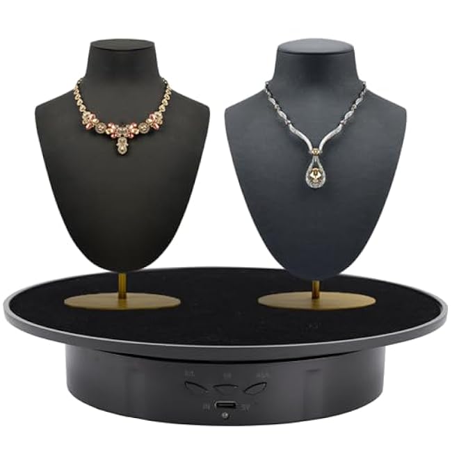 Motorized Rotating Display Stand, 360 Degree Electric Rotating Turntable with Velvet Top, 7.87inch /17.6lbs Load Automatic Mute Lazy Susan for Photography Products Jewelry 3D Model, Black Stand