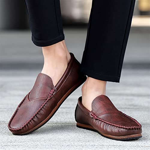 Loafers for Men Vegan Leather Stitching Details Round Toe Rubber Sole Flat Heel Flexible Anti-Slip Outdoor Casual Slip On2