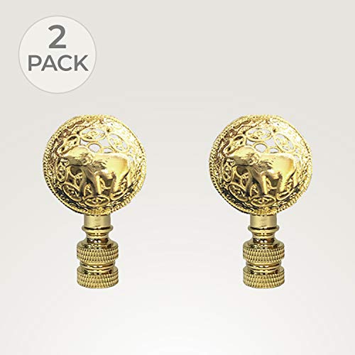 Image of Royal Designs, Inc. Decorative Baby Elephant Finial for Lamp Shade, Polished Brass - Pack of 2