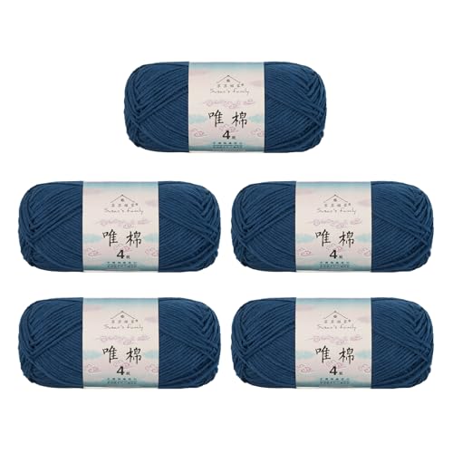 Susan's Family Combed Cotton 4 ply Yarn 5x50g-5Packs-44#Blue Ashes