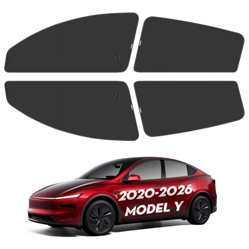 KUNIST 4PCS Side Window Shades for Tesla Model Y Juniper 2026 [Static Cling] Window Sunhades Sun Protection Shield Privacy Covers for Tesla Model Y 2020-2026 Accessories