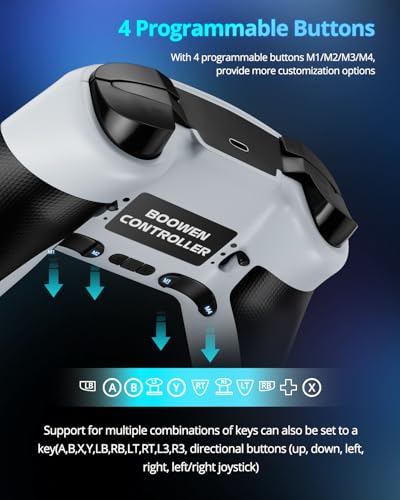 Image of Multi-Platform Wireless Controller, PC Gaming Controller with 2.4G Adpater /Hall Joysticks /Hall Triggers /1200 mAh Battery /4 Programmable Buttons /RGB Lighting, Compatible with PC Windows 7 /8.1 /10 /11, Switch /OLED /Lite, iOS, Android, Steam-White