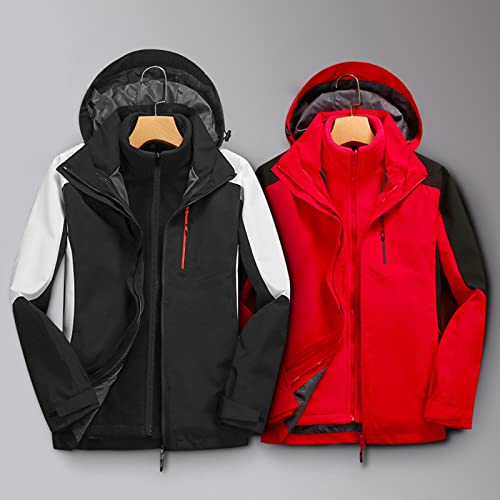 Jaqueta de esqui feminina masculina para montanhismo, removível, impermeável, corta-vento, com capuz