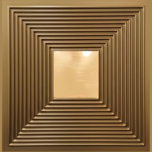 Image of Kayra Decor 3D PVC Wall Panels - Line Design, Mirror Golden Color, 19.7 inch x 19.7 inch (Pack of 12) | Covers 32.28 Sq. Ft. |