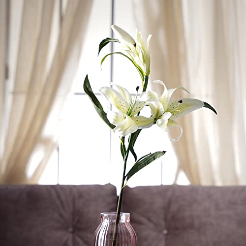 Image of Pure Home and Living White Lily Faux Flower Stem 1 Piece