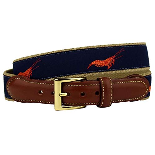 COUNTRY CLUB PREP Shrimp, not Prawns, Leather Tab Belt in Navy