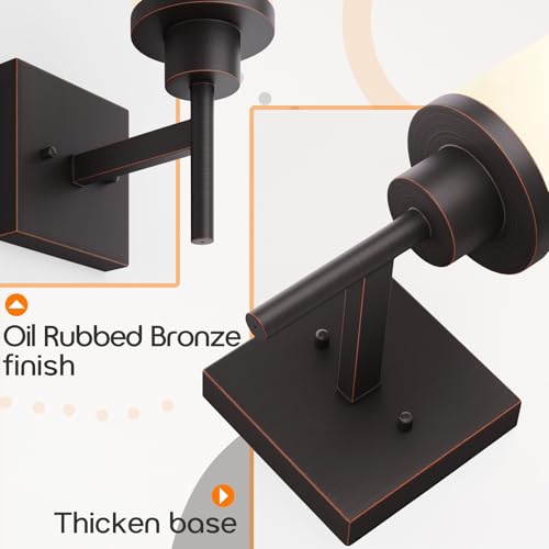 Image of Wall Lights Over Mirror Bathroom Vanity Light Fixtures with White Frosted Glass, Wall Sconce for Porch Hallway Entrance, Oil Rubbed Bronze T001ORB-L1