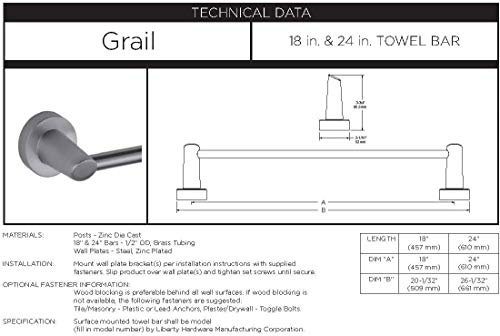 Image of Delta 77124 Compel Wall Mounted 24 in. Towel Bar in Polished Chrome