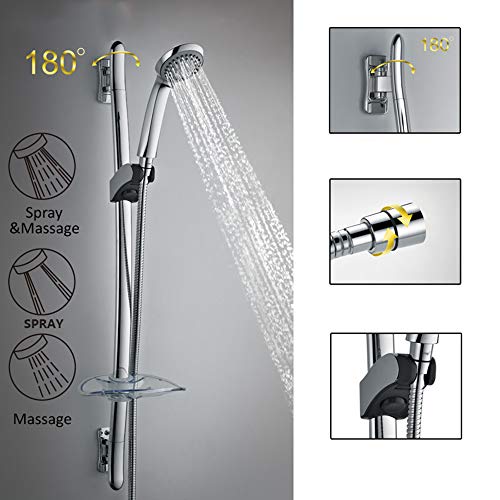 Ensemble de douche avec mitigeur de baignoire et douchette, barre fixe et rotative