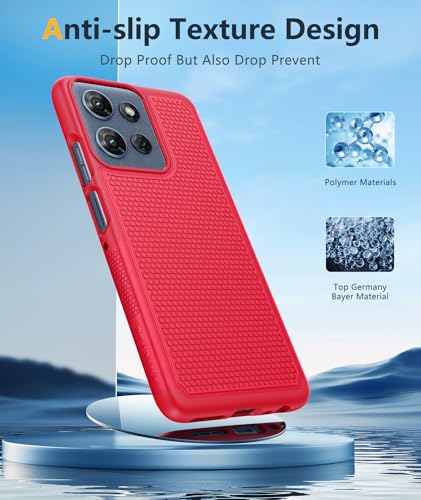 Image of FNTCASE for Moto G 2026 /2025 Case: Moto G Play 2026 /Moto G Power 2025 Case Dual Layer Military Protective Heavy Duty Cell Phone Cover with Screen Protector Shockproof Rugged Non Slip Textured (Red)